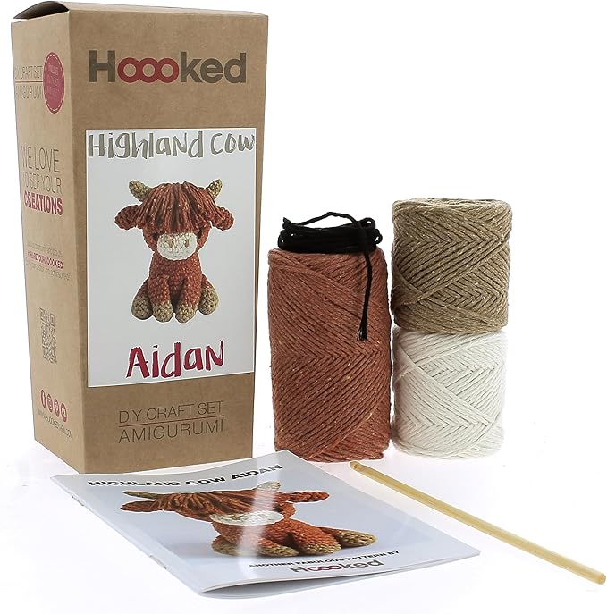 Hoooked Amigurumi Crochet Kit - Aidan the Highland Cow