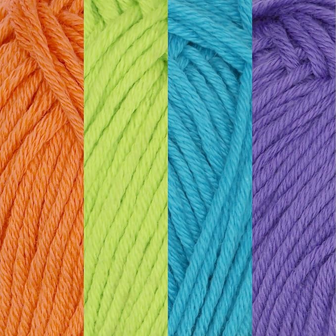 JubileeYarn Bamboo Cotton Sport Yarn - 50g/Skein - Shades of Tropical Colors - 4 Skeins