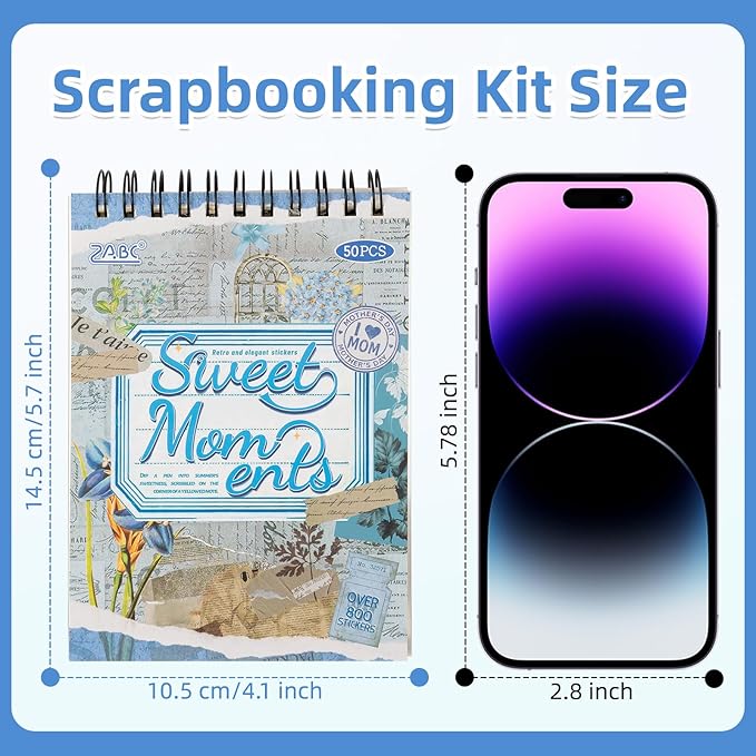 Uideyvi Sweet Series Sticker Scrapbooking Supplies for Junk Journal, 25 Sheets Washi Stickers and 25 Sheets PET Stickers(TZ-010-004)