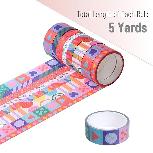 Mr. Pen- Washi Tape Set, 8 Rolls, Geo Labyrinth, Decorative Tape, Washi Tapes, Scrapbook Tape, Scrapbook Washi Tape for Journaling