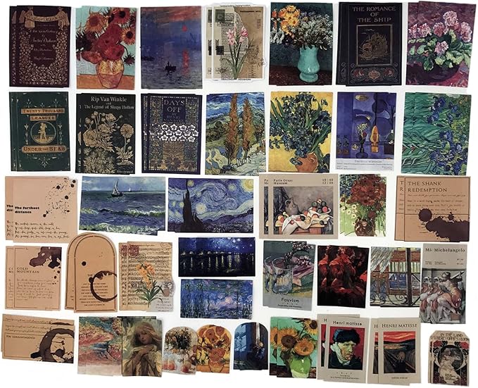 Esweny 200PCS Vintage Scrapbooking Supplies Kit for Journaling, Junk Journal Planners Aesthetic Cottagecore Room Decor Wall Art Collage Album(Artistic)