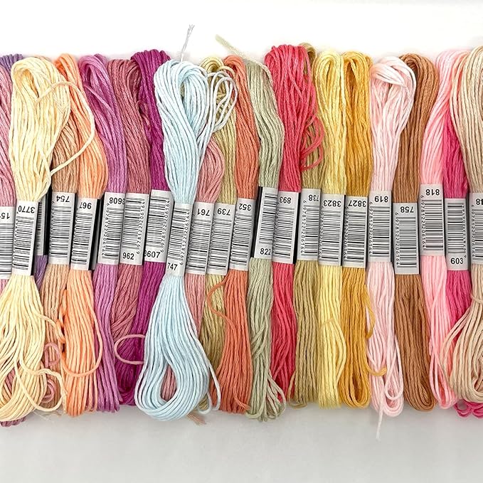 Bracelet String Kits, 200 Colors Rainbow Color Embroidery Thread, Cross Cotton Stitch Embroidery Thread, Bracelet Yarn with 20 Plastic bobbins(200 Color)