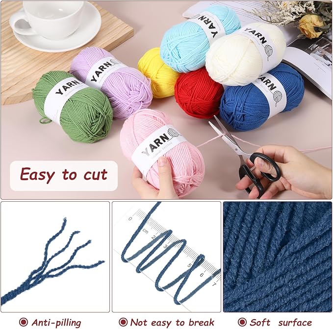 6Pcs Navy Blue Acrylic Yarn 790 Yard 4 Ply Soft Crochet Yarns Sport Weight Yarn,[for DIY Crocheting Knitting Craft Blankets Hats]-300g