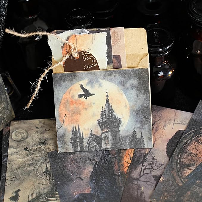 120 Sheets Gothic Scrapbook Paper for Scrapbook Kit, Vintage Ephemera for Junk Journals, Magic Decoupage Paper for Journaling Supplies, Dark Academia Wall Decor Room for Home Decor