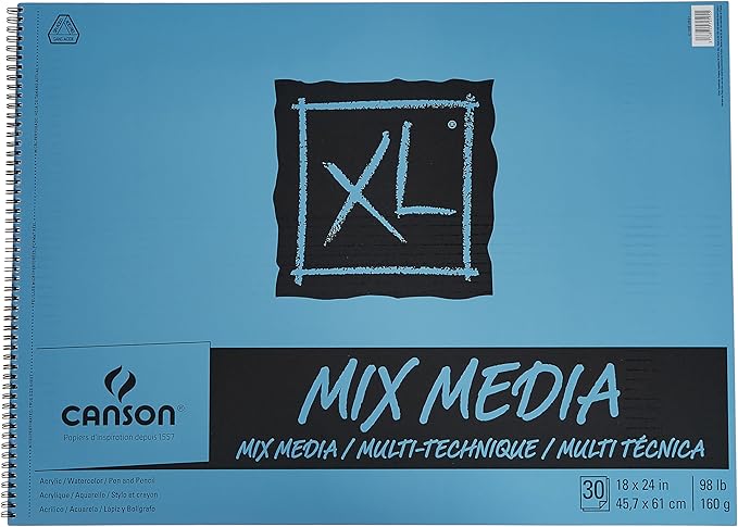 Canson XL Series Mix Media Paper Pad 18x24 inches — Heavyweight Art Paper for Artists & Students, Use with Pencil, Marker, Pen, Watercolor Paint & Ink
