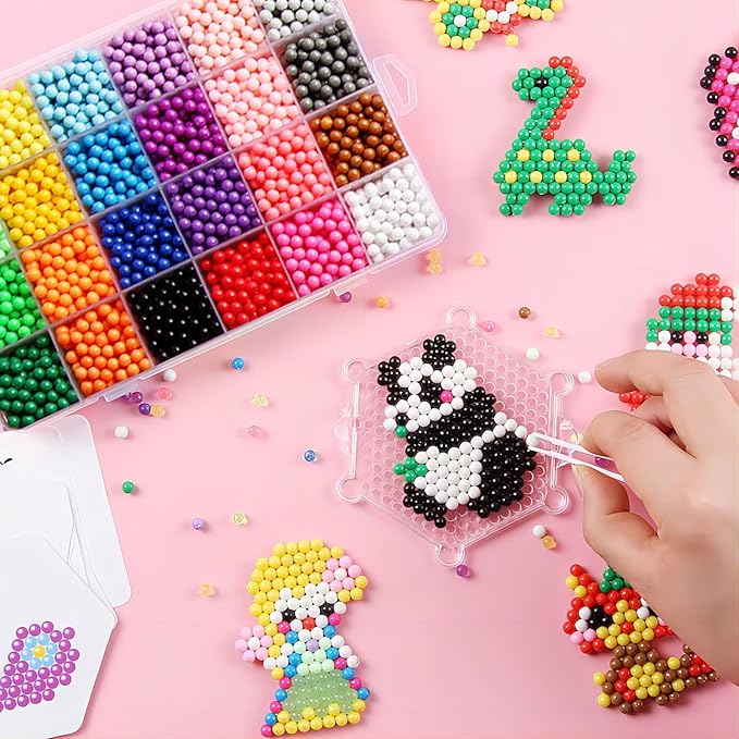 sigowal 3000 pcs non-iron fuse beads kit, 24 colors 5mm water fuse beads for kids, no heat bead creative refill set diy starter gift for new years, birthdays, christmas