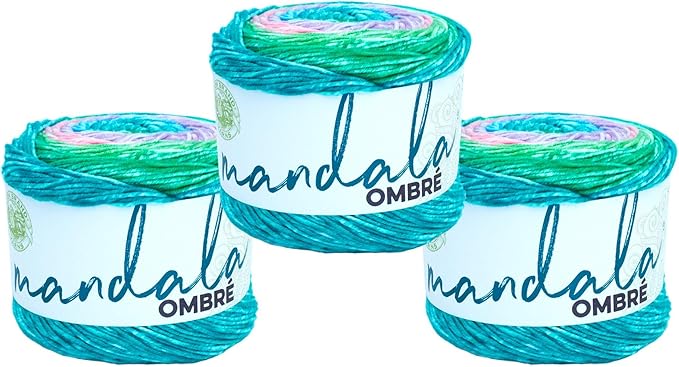 Lion Brand Yarn, Mandala Ombré Variegated Yarn for Crocheting, Knitting, and Crafts, Balance, 3 Pack, Soft, Acrylic Fiber for Cozy Blankets, Worsted Weight Sweaters and Colorful Shawls