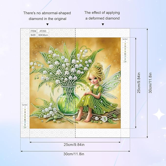 AiYuanzsh 5D Special Shape Diamond Art Kits for Beginners, Butterfly Fairy Diamond Art Painting Kits for Adults, Crystal Rhinestones Diamond Art Painting for Home Wall Decoration Gift 12×12 inch