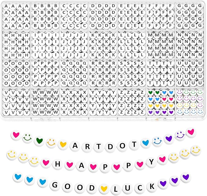ARTDOT 1400 PCS Letter Beads for Jewelry Making Kit, 28 Styles Alphabet Beads for Friendship Bracelets Assorted Preppy Beads with Storage Case