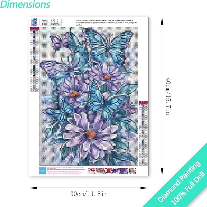 MBNTJHT DIY Butterfly Diamond Art Kits for Adults Beginners,Easy Flowers 5D Round Drill Diamond Painting Kits on Canvas,Butterfly and Floral Gem Art Kits for Home Wall Decor 12X16 Inch.