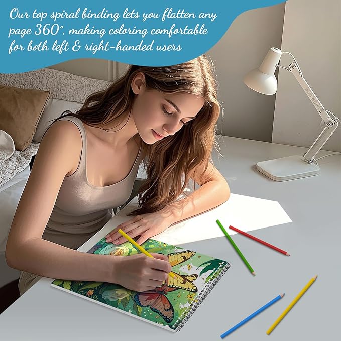 3Pcs Coloring Books for Adults Relaxation, Coloring Book Adult, Libros Para Colorear, Spiral Bound Printed On One Side, Mandala Coloring Book for Adults with 72 Patterns(Mandala & Butterfly & Wishing)