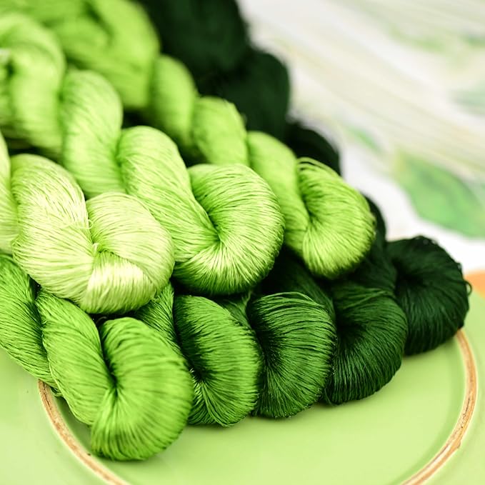 Natural Silk Thread – 7 Colors, 110m Each, Handmade Silk Embroidery Floss for Hand Embroidery, Cross-Stitch, Needlework Projects(04)
