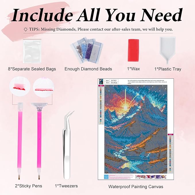 Yezavesu Mountain Diamond Art Kits for Adults, Landscape Diamond Painting Kit for Beginners, 5D DIY Round Full Drill Painting with Gem Art Craft Kits for Home Wall Decor 12x16 Inch