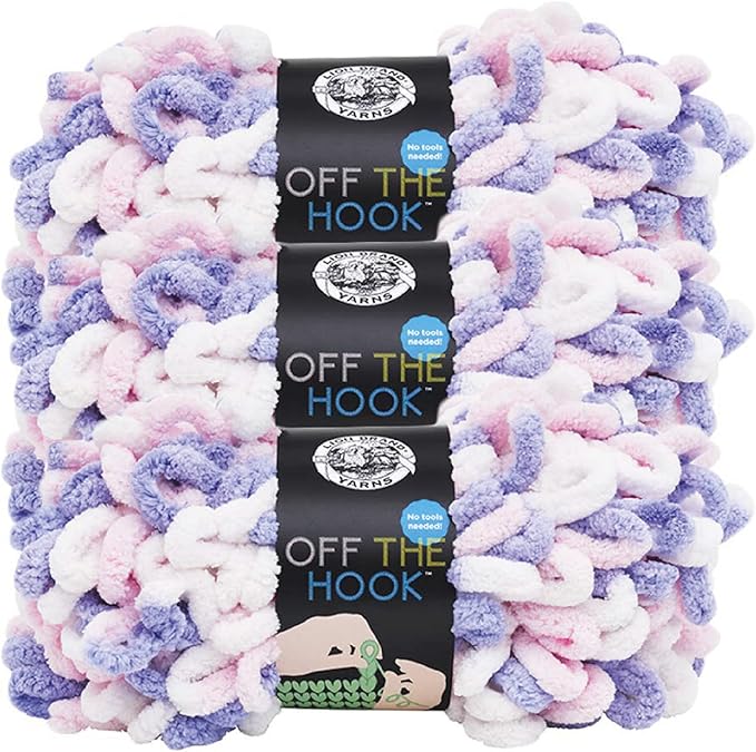 Lion Brand Yarn Off The Hook Yarn, Bulky No-Needle Craft Yarn for Crocheting, Hand-Knitting, 3-Pack, Unicorn
