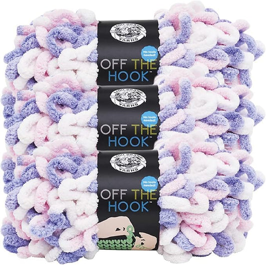 Lion Brand Yarn Off The Hook Yarn, Bulky No-Needle Craft Yarn for Crocheting, Hand-Knitting, 3-Pack, Unicorn