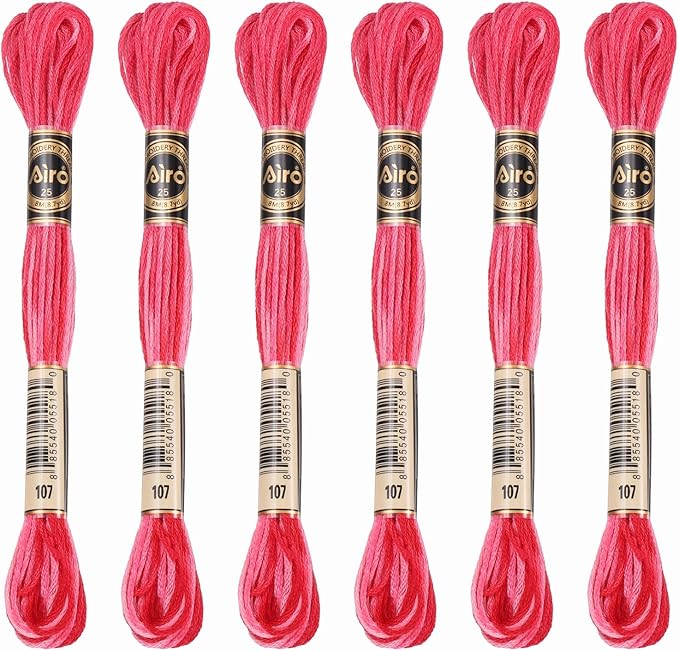 PATIKIL 6 Skeins Embroidery Floss, Polyester Embroidery Threads Bracelets String for Cross-Stitch Hand Embroidery, Red
