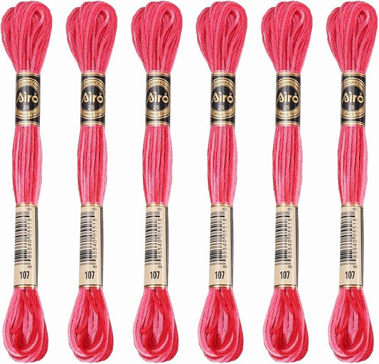 PATIKIL 6 Skeins Embroidery Floss, Polyester Embroidery Threads Bracelets String for Cross-Stitch Hand Embroidery, Red