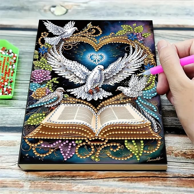 Bird Diamonds Painting Notebook for Adults, A5 Diamond Art Journal and DIY Sketchbook, Diamond Art Kit Supplies,Gift for Beginners, Craft Lovers, Artists. (Bird)