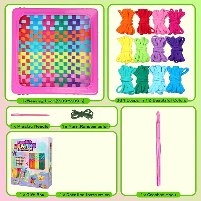 HABSKT Creative Weaving Loom Kit, DIY Arts & Crafts for Kids and Adults, Makes Potholders and Bags, Ideal Birthday Gift for Girls Ages 6-12
