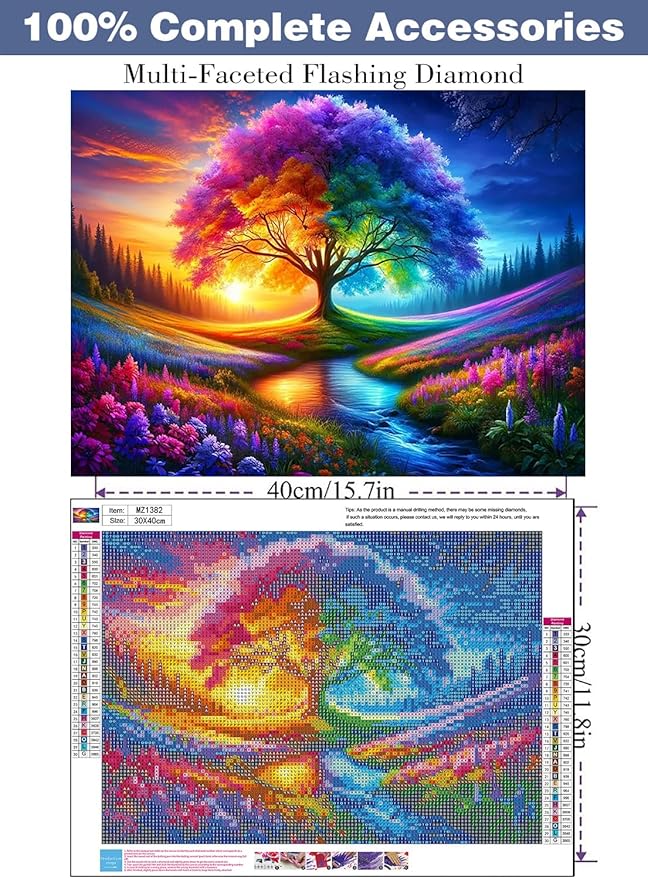 ijbnhd Tree of Life Diamond Art Kits for Adults, Tree of Life Diamond Painting Kits for Adults, DIY Full Drill Gem Art Crystal Rhinestone for Wall Home Decor 16X12inch
