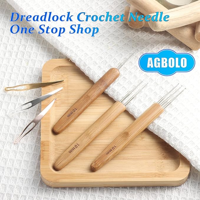 6PCS Dreadlock Crochet Needle for Dreadlocks 1.0mm, Durable Dreadlock Crochet Hooks for Hair with Interlocking Tool, Excellent for Maintaining Real Dread Loc