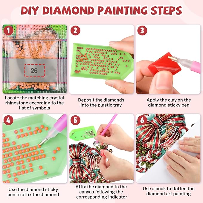 Bowetile Christmas Diamond Art Hanging Kits for Adults, Diamond Art Suncatchers Hot Tea, 5D Special Shape Diamond Painting Pendant Window Ornament Christmas Gifts for Home Door Wall Decor