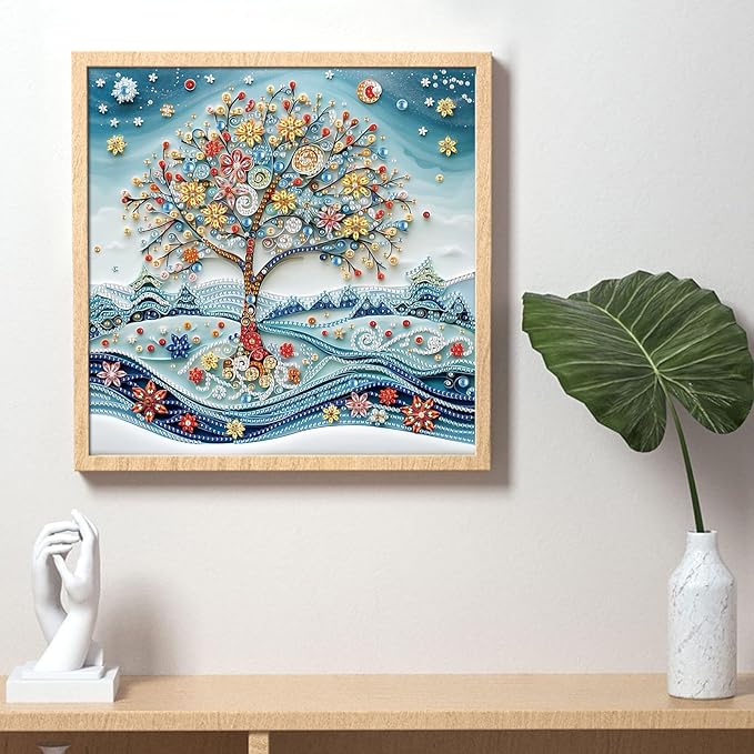 AiYuanzsh 5D Special Shape Diamond Art Kits for Beginners, Snowy Tree Diamond Painting Kits for Adults, Crystal Rhinestones Diamond Painting for Home Wall Decoration Gift 12×12 inch/30×30 cm