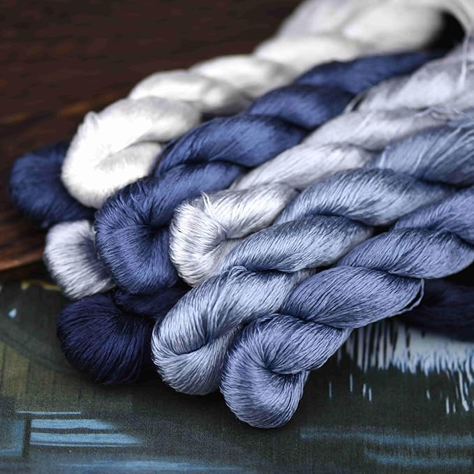 Natural 100% Silk Thread, Handmade Embroidery Thread Silk Floss 8 Colors 110m Each (69)