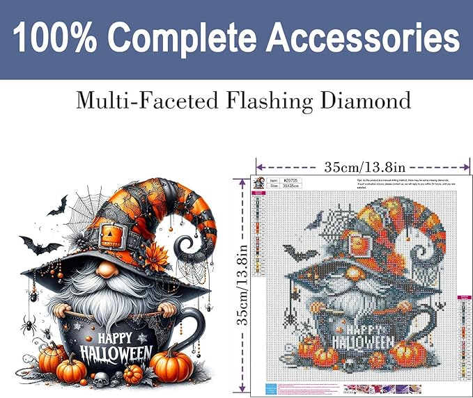 ijbnhd Gnome Diamond Painting Kit for Adults Gnome Diamond Art Painting for Beginners Full Drill Round Gem Art for Crafts Home Wall Decor Gift 14x14inch