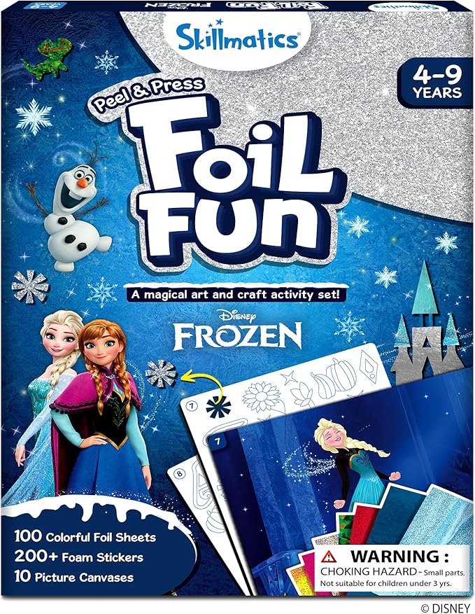 skillmatics foil fun - disney frozen, mess-free art, craft kits & supplies, diy creative activity, travel toys, valentine’s day gifts for fans of elsa, anna, olaff, girls, boys, ages 4, 5, 6, 7, 8, 9