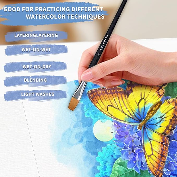 Watercoloring Book, A4 Water Coloring Book Paint Book Beginner Friendly - Watercolor Coloring Books for Adults, 12 Pre-Printed Designs on 180GSM Cold Press Paper, (Without Paint) - Butterfly