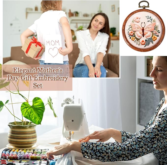 burbell 15 pcs 4 inch round embroidery hoops frame circle rubber hoops ring display cross stitch ornament imitated wood frame kits for spring gifts valentines day craft sewing diy hanging gifts
