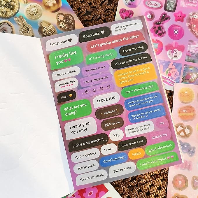 Vintage Scrapbook Sticker Book - 30 Sheets Glossy, Matte, Textured Retro Ephemera for Junk Journal & Planner Supplies, Aesthetic Craft Embellishments