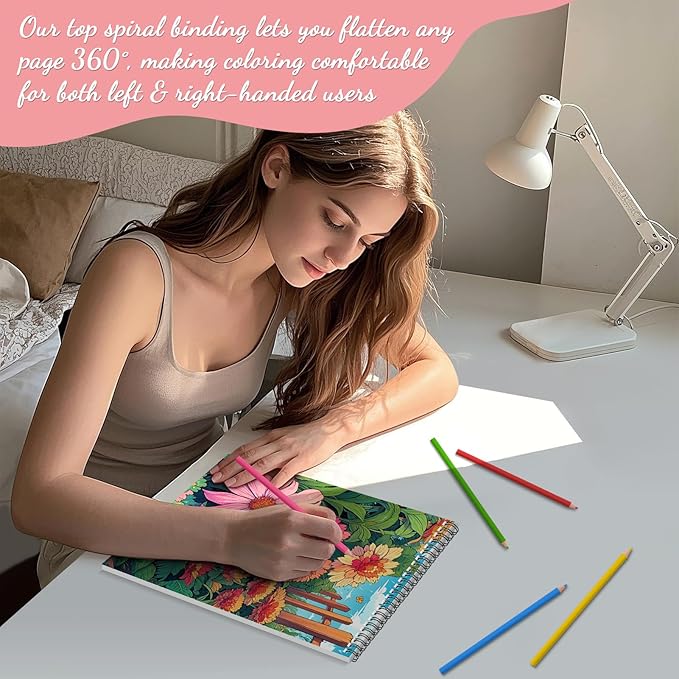 Adult Coloring Book for Women, Coloring Books for Adults Relaxation, Spiral Bound Adult Coloring Book for Women Relaxation Page One Sided Design,Thick Paper Non-Bleed, Mindfulness Gifts Arts and Crafts to Relax, Anxiety and Depression, 30 Pages of DREA...