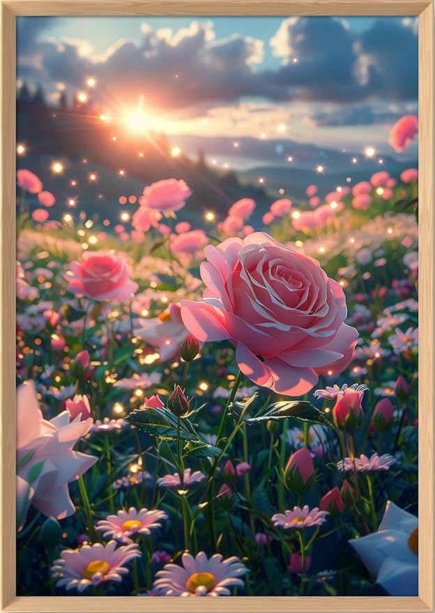 leczany cross stitch stamped kits for adults beginners patterns craft kit needlepoint full range of diy embroidery kits starter 11ct 3 strands | sunshine rose 15.8×22.4 inches