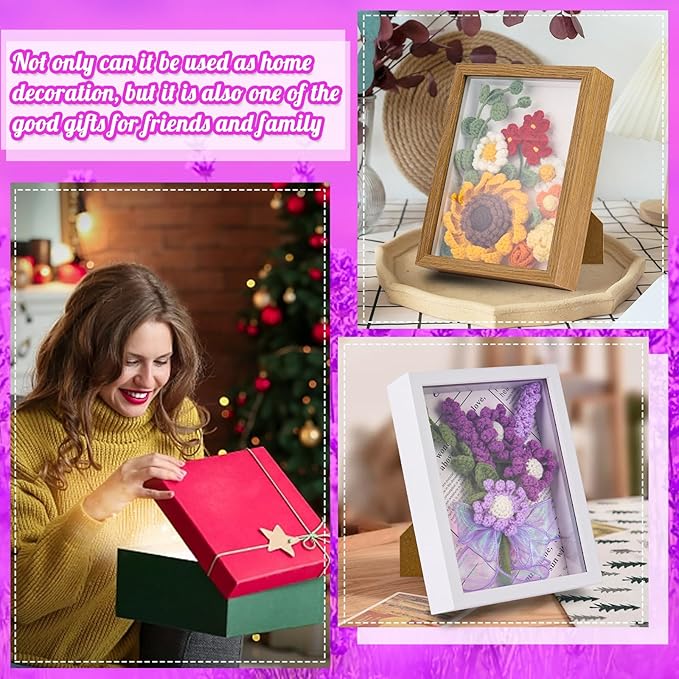 IMZAY Lavender Crochet Kit with Photo Frame, Lavender Knitting Weaving Set with Yarn, Hooks, Instruction, Stitching Markers, Fiber Fill, Floral Wire, Crochet Set for Mother's Day & Christmas