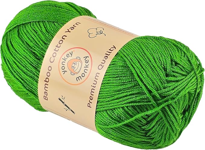 10-Pack of Yonkey Monkey 500 Grams Yarn - 70% Rayon derived from Bamboo, 30% Cotton - Imported - Grass Green 9035