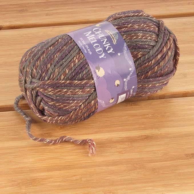 JubileeYarn Chunky Melody Yarn - 100g/Skein Bulky Wool Blend - Fieldstone Purple - 4 Skeins