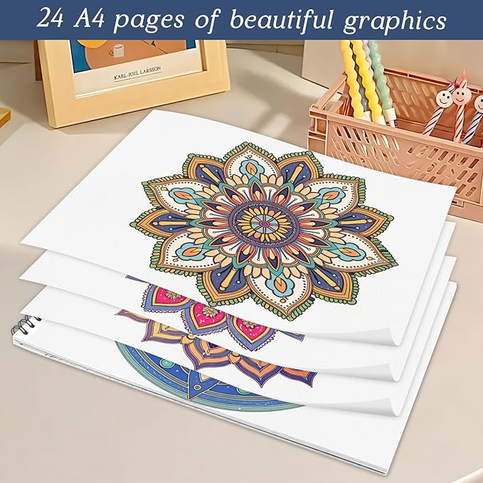 CKMOREL Mandala Coloring Book for Adult Spiral Bound Lay Flat Mandala Coloring Book for Women 24 Pages One Sided Design Gift for Adult to Relax and Relieve Anxiety - Beauty of Mandala