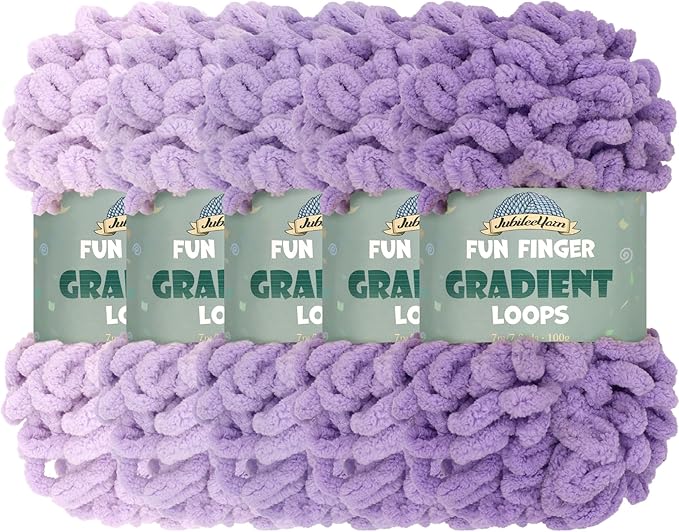 JubileeYarn Fun Finger Gradient Loops Yarn - 100g/Skein Jumbo Polyester - Summanus - 5 Skeins