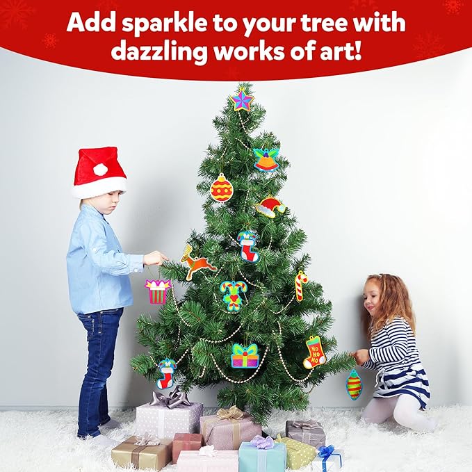 skillmatics foil fun - christmas ornaments, mess free art for kids, festive holiday craft kits, diy decor creative activity, gifts for girls & boys ages 4, 5, 6, 7, 8, 9, and up