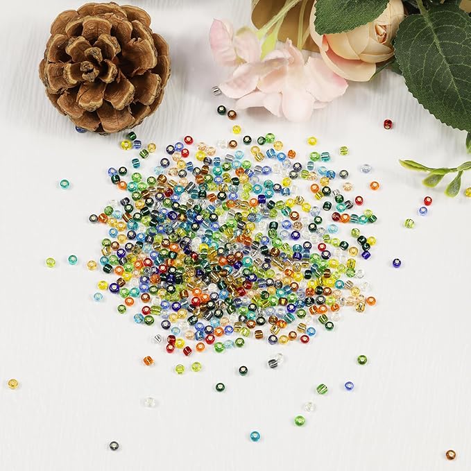 Size 3mm Glass Seed Beads About 6800pcs in Storage Box, 8/0 Small Craft Seed Beads for Bracelet,Earring,Jewelry Making (280Pcs Per Color, 24 Colors)