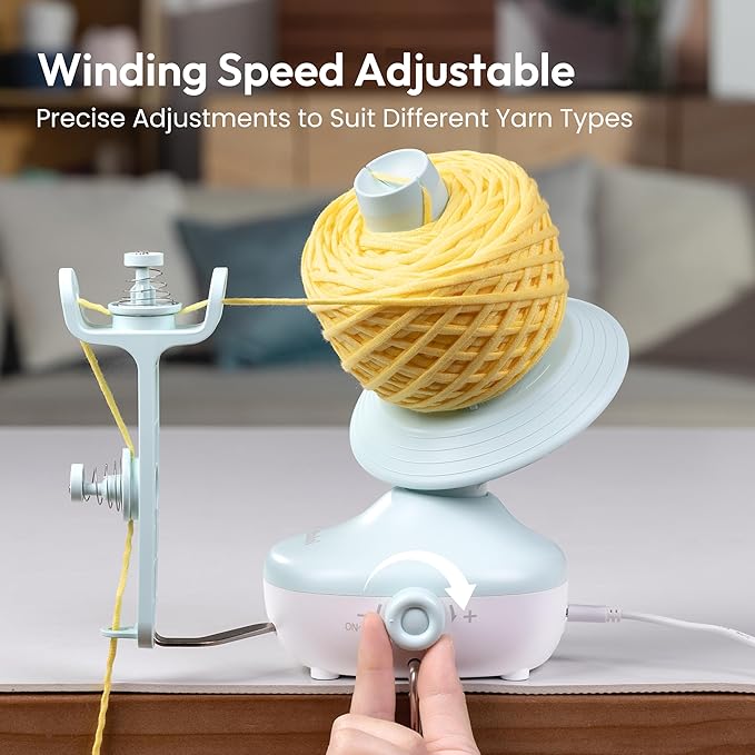 Electric Yarn Winder M1 for Crocheting, Compact Yarn Cake with Strong Tension, Stepless Speed, Automatic Wool Spinner, Ideal Helper for Knitting Lovers (Mint Green)