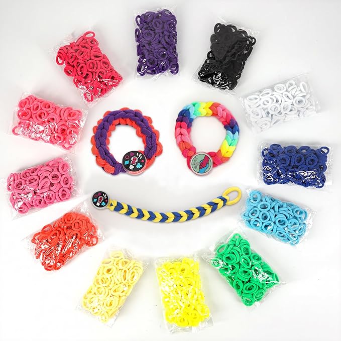 1200 Pcs Cloth Loom Bands Refill for Bracelet Making Kit Toys, Elastic Weaving Loom Loops DIY Arts and Crafts Supplies Set Soft Fabric Rubber Bands Hair Ties Gifts for Girls Ages 5 6 7 8-12 13