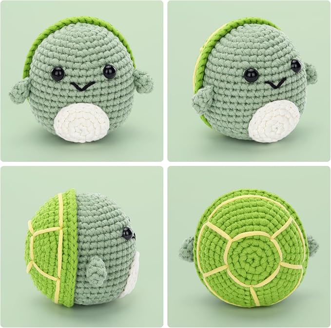 Complete Beginners Crochet Kit - Turtle Crochet Kit, All You Need in, Include Step-by-Step Video Tutorials, Easy Using Soft Yarn, Instruction, Birthday Gift for Adults, Teens