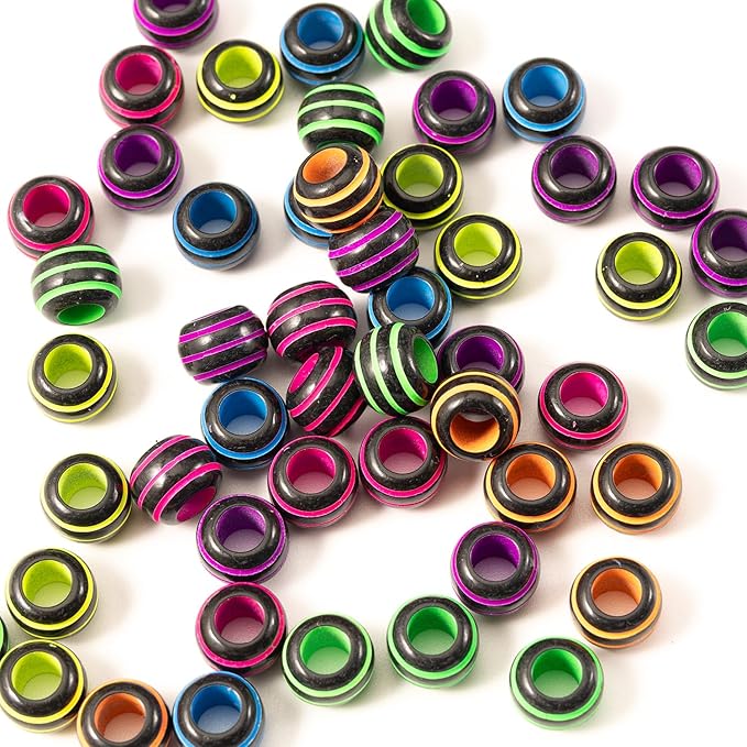 Gxueshan 1000 Pcs Acrylic Plastic Mix Rainbow Pony Beads 6x9mm Large Hole Pens Hair Braiding Bulk Kandi Beads for Friendship Bracelet Necklace Jewelry Making Kit
