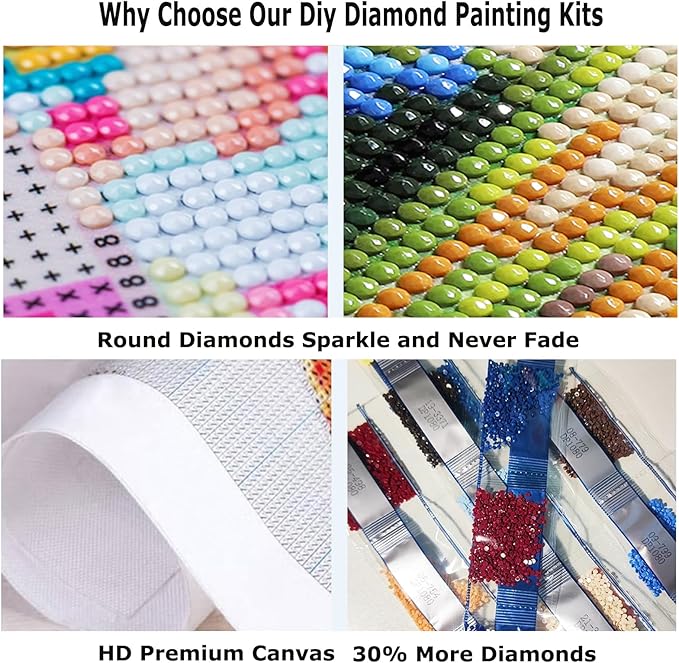 DIYDECORFUN Christmas Window Diamond Art Kits for Adults, Winter 5D Xmas Diamond Painting Kit for Beginner, DIY Full Drill Paint with Diamond Dot Gem Painting for Decor Gift14 x14 Inch