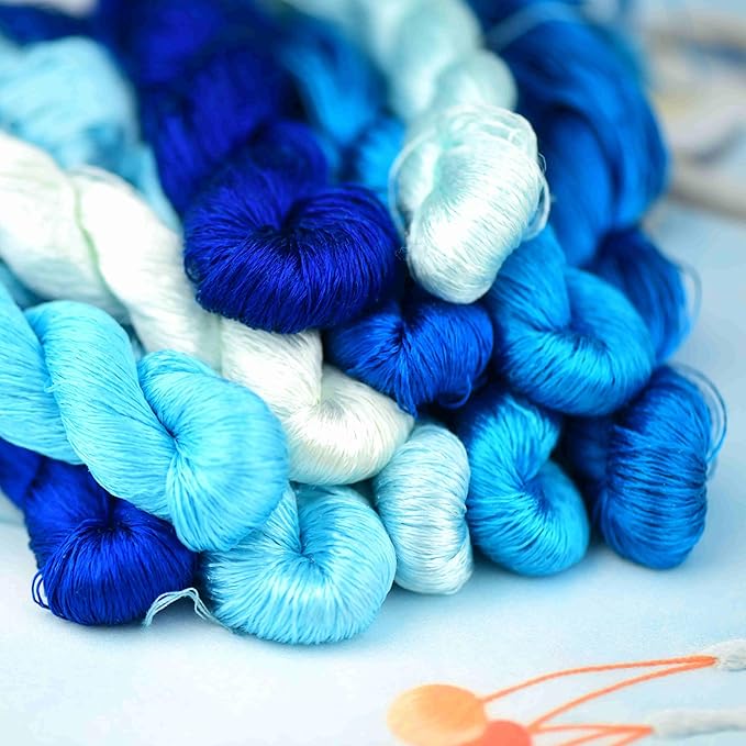 Natural 100% Silk Thread, Handmade Embroidery Thread Silk Floss 11 Colors 110m Each (29)