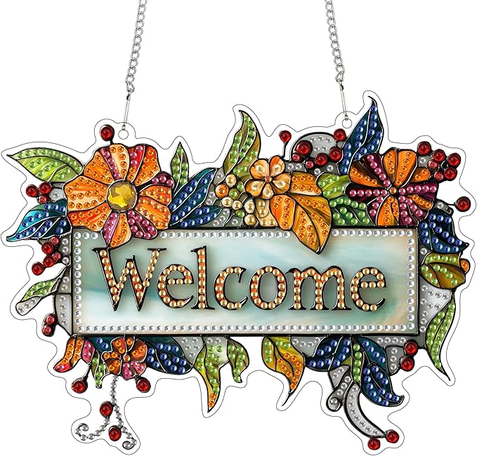 SKRYUIE Flower Hanging Diamond Art Kits for Adults Pendant Suncatcher, Special Shaped Crystal DIY Pearl Diamond Painting Kit, Gift for Mother Spring Summer Window Wreath Decor 7.48 x 7.32 Inch A34