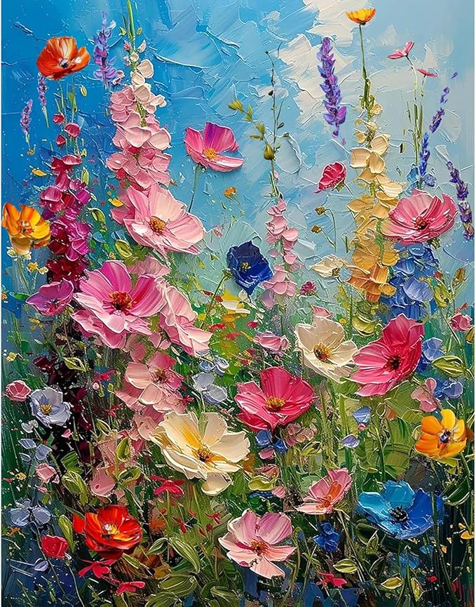 Ausanrl Wild Flowers Square Diamond Painting Kits - Square Drill Diamond Paintings Flowers,Square Diamond Art,DIY Flower Gem Painting for Adults and Crafts for Gifts and Home Wall Decor 12x16inch